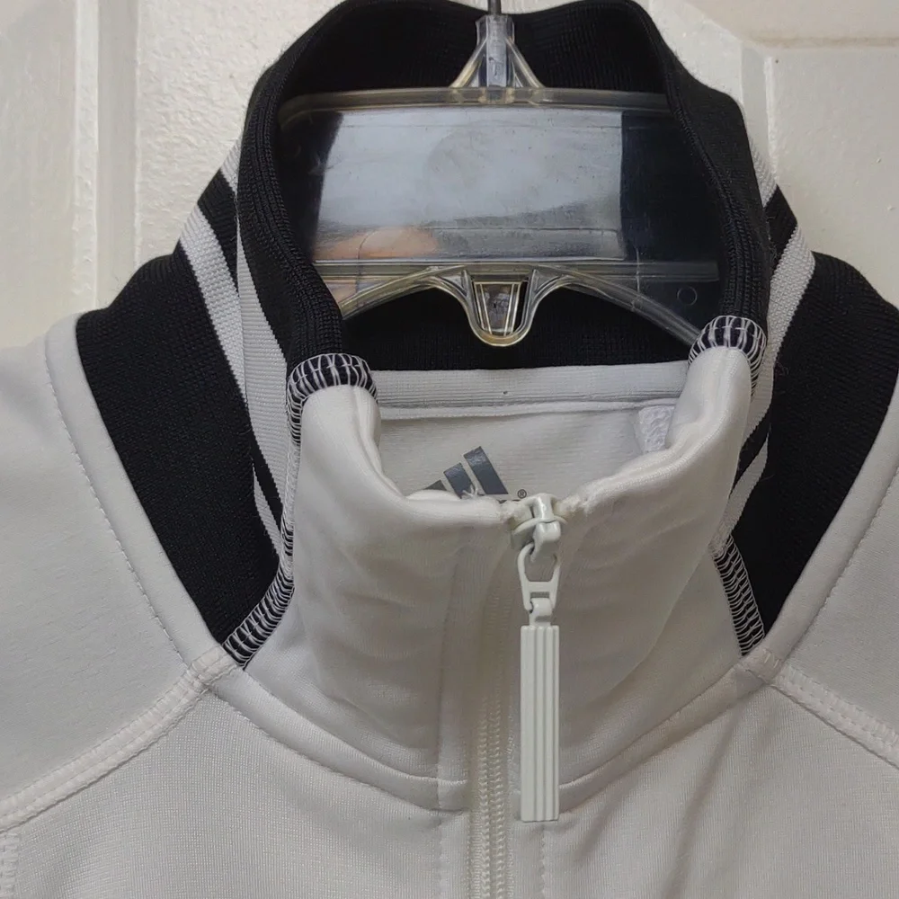 Adidas Women's Full Zip LS Stand Collar Snap HandWarmer Pockets Track Jacket Vtg - Picture 12 of 16